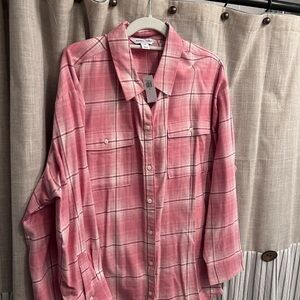 Old Navy Pink and White Plaid Shirt